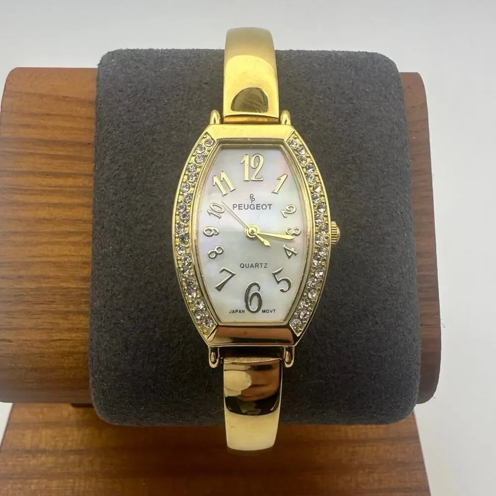 Peugeot Gold Tone Quartz Watch – Mother-of-Pearl Face